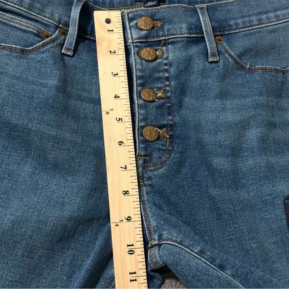 New J Crew Full Length Flare Jeans Button Fly‎ Medium Wash 27 Signature Stretch